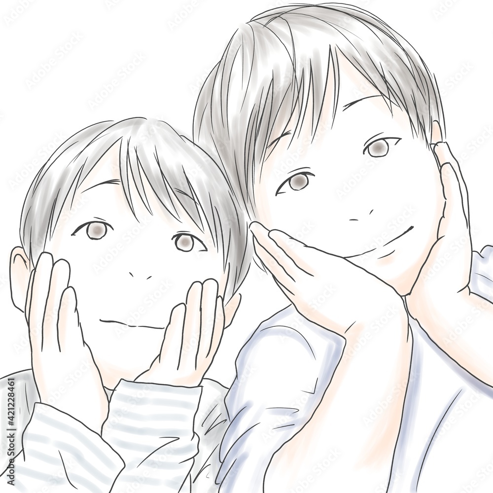 頬 に 手 を 添える