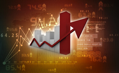 3d rendering Stock market online business concept. business Graph 
