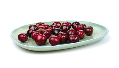 Wall Mural - Fresh cherry fruit on white background.