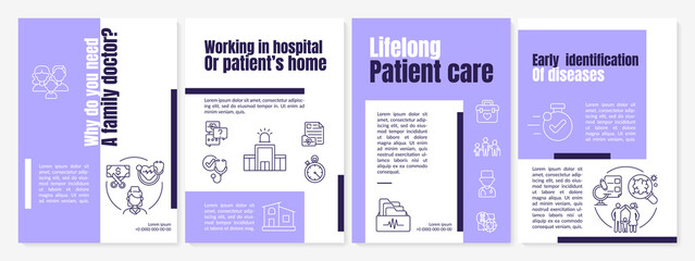 Why do you need a family doctor brochure template. Hospital workers. Flyer, booklet, leaflet print, cover design with linear icons. Vector layouts for presentation, annual reports, advertisement pages