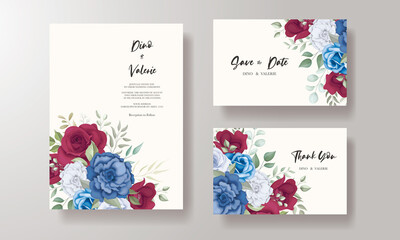 Floral design wedding invitation card with beautiful flower decoration