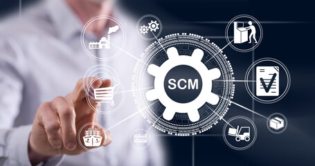 Poster - Man touching a scm concept