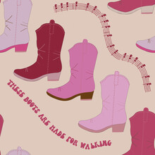 These Colored Boots Are Made For Walking Repeat Pattern Print Background