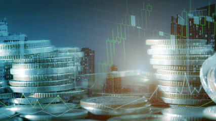 Wall Mural - Stock market or forex trading graph and candlestick chart suitable for financial investment concept. Forex trading candlestick chart economic , ECN Digital economy.