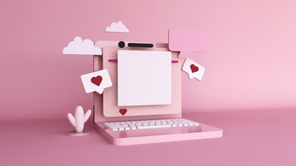 3d illustration ui ux laptop background