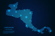 Abstract image Central America map from point blue and glowing stars on a dark background. vector illustration.