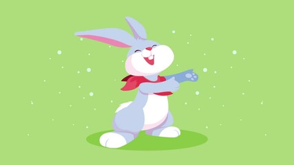 Poster - happy easter card with cute rabbit