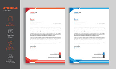 Wall Mural - Modern Letterhead Design Template , Fully Editable print Ready Template 