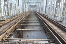 Railway Tracks Along Bridge