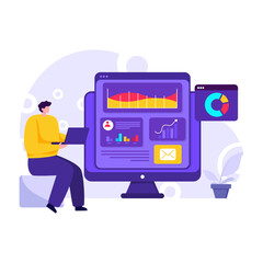 Canvas Print - website analytics flat illustration editable vector