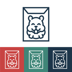 Sticker - Linear vector icon with feed for hamster