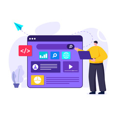 Wall Mural - 
Editable illustration of video marketing, flat style

