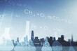 © Pixels Hunter - Abstract virtual creative chemistry hologram on San Francisco skyline background. Multiexposure