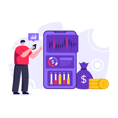 Sticker - 
Budget planning flat design editable illustration 

