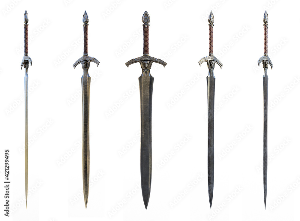 Dark Sword Render On White Background Stock Photo | Adobe Stock
