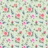 Fototapeta Na ścianę - Floral watercolor hand drawn background with flowers and petals. romantic seamless pattern.