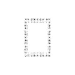 The photo frame symbol filled with black dots. Pointillism style. Vector illustration on white background