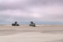 2 Army Vehicles On The Beach Tanks