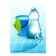 Poster - Floor Cleaner Liquid Creative Promo Poster Vector Illustration