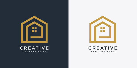 House logo design with initial letter p concept