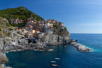 Panoramic view of Manarola, .ancient village of the Ligurian Riviera