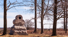 Military Monuments On The Battlefield At Gettysburg National Military Park On A Sunny Spring Day