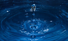 Close-up Of Drop Falling On Blue Water