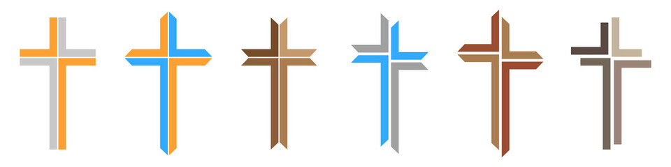 Wall Mural - christian cross icon. set of abstract religion symbols. vector illustration.