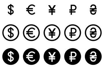 Wall Mural - currency signs of different countries. set of vector currency symbols.