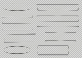 set of realistic transparent shadows or paper transparent shadow effect or shadow line page divider. eps 10 vector, easy to modify