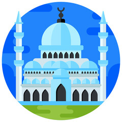 Wall Mural - 
A blue mosque icon in flat rounded design

