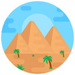 
Pyramids of giza in flat rounded icon

