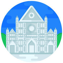 Sticker - 
A siena cathedral church in flat rounded icon 

