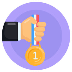 Poster - 
Medal in flat editable vector design, achievement  

