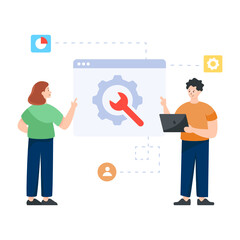 Wall Mural - web development in flat illustration editable vector design