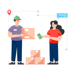 Sticker - 
delivery flat illustration vector, smart shipment 

