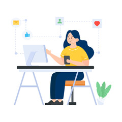 Canvas Print - 
Workload in flat editable illustration design 

