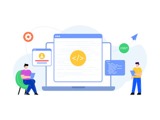 Wall Mural - 
Digital marketing in flat illustration design 

