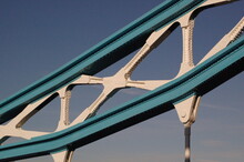 Low Angle View Of Suspension Bridge Against Sky