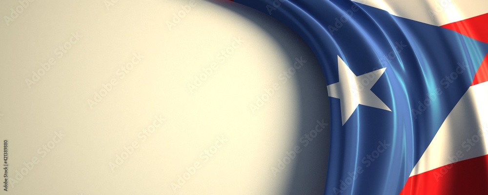 Puerto rico Flag. 3d illustration of the waving national flag with a ...