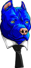 Poster - pitbull head with necktie vector illustration design