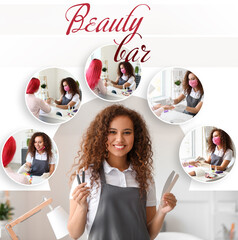 Wall Mural - Portrait of manicure master in beauty salon