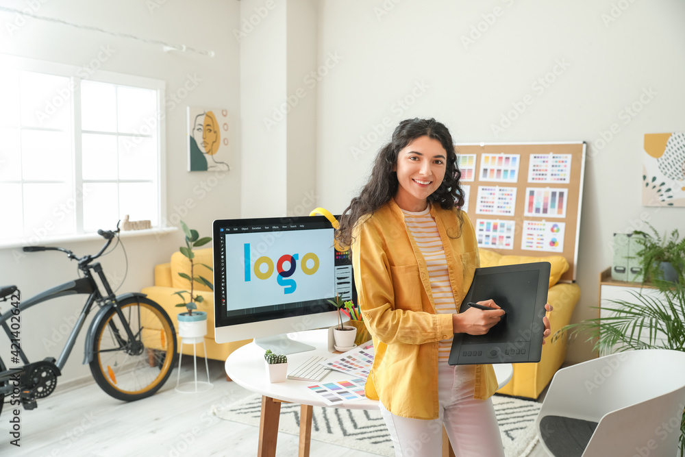 Graphic designer working in office