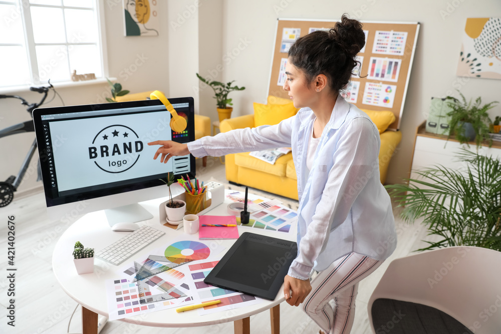 Graphic designer working in office