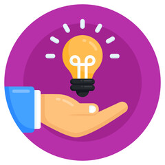 Wall Mural - key with light bulb symbolizing flat rounded icon of problem solving
