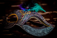 Close-up Of Venetian Mask On Table