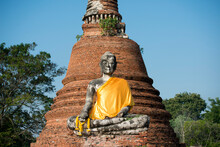 Low Angle View Of Buddha Statue At Wat Mahathat