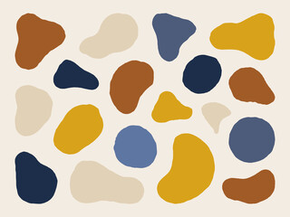 Wall Mural - organic shapes set in minimal trendy style. vector hand draw abstract elements in mustard, brown and