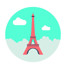 eiffel tower colored vector icon