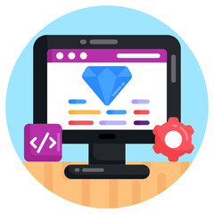 Wall Mural - web development in flat icon, editable vector design